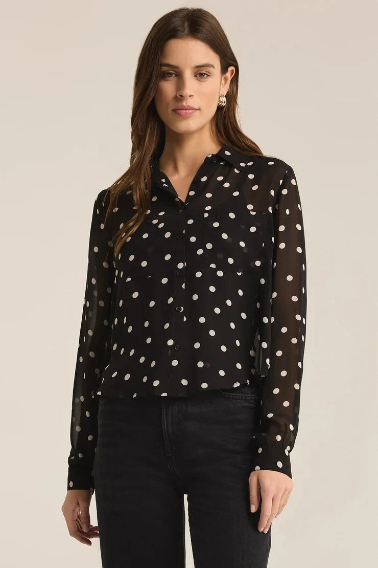 Z Supply Vivienne Polka Dot Crepe Top