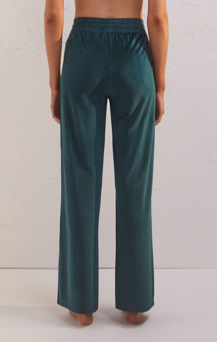 Z Supply Flare Up Velour Pant in Rich Pine - Whim BTQ