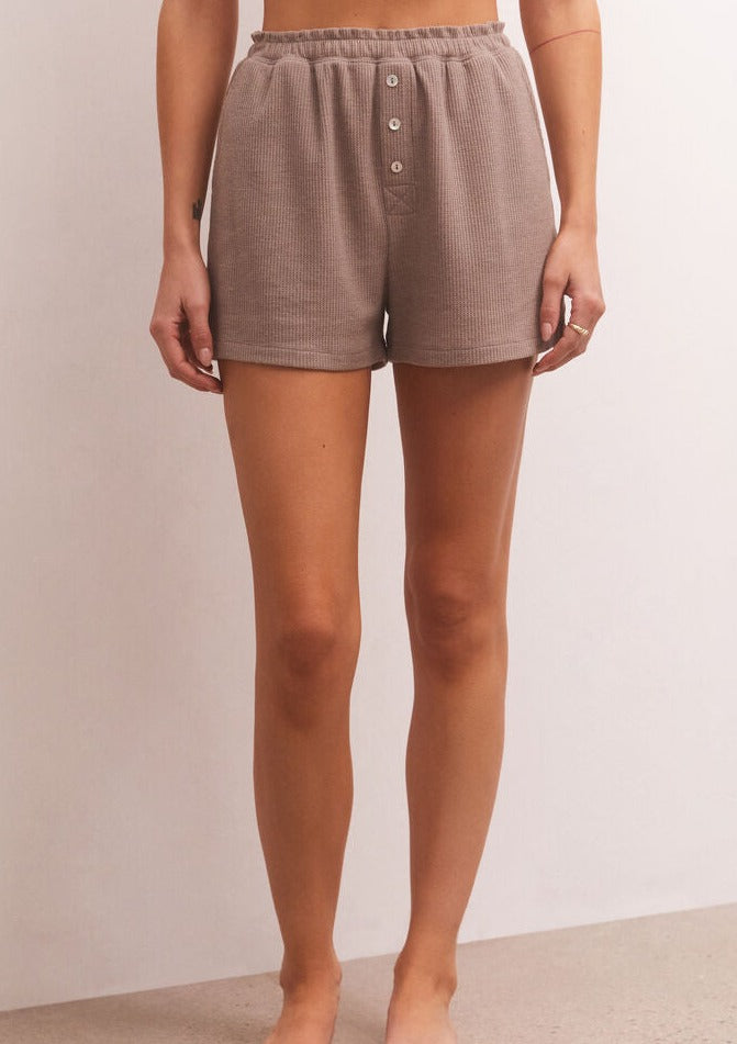 Z Supply Cozy Days Thermal Short in Taupe Stone - Whim BTQ