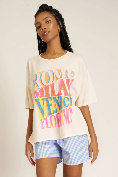 Project Social T Italia Cities Perfect BF Tee in Mother of Pearl