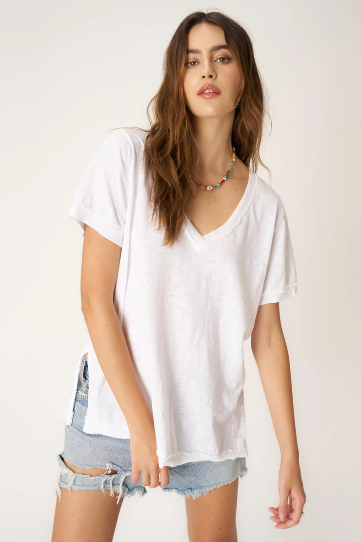 Project Social T Knockout V Neck Tee White - Whim BTQ