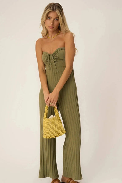 Project Social T Marseille Strapless Rib Jumpsuit Sea Kelp - Whim BTQ