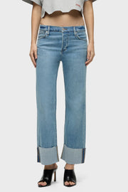 Hudson Rosie Mid-Rise Wide Leg Jean w/ Cuff in Oak