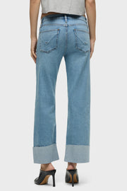 Hudson Rosie Mid-Rise Wide Leg Jean w/ Cuff in Oak