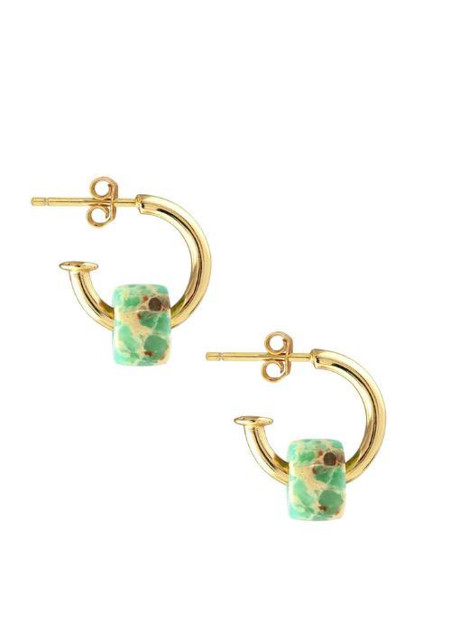 Kris Nations Huggie Hoop Earrings With Gemstone - Whim BTQ