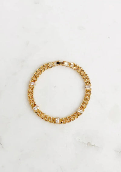 Lucky Collective Baguette & Chain Bracelet- Gold - Whim BTQ