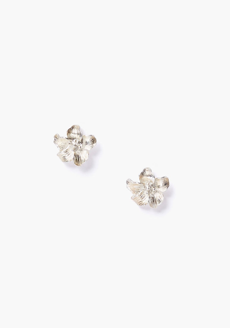 Chan Luu Carved Flower Earrings in Silver - Whim BTQ