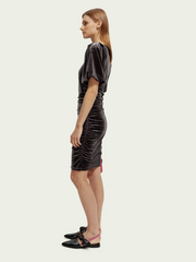 Scotch & Soda Puffed Sleeved Dress with Gathering Detail in Black Sky - Whim BTQ